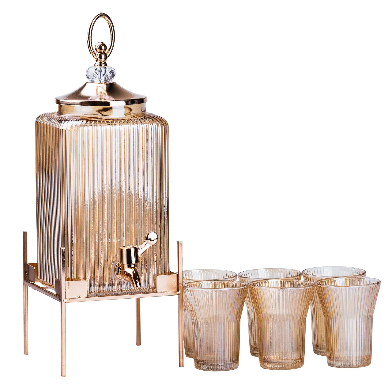 Лимонадниця з краном 3 літри скляна лимонадниця в комплекті з 6 склянками по 200 мл_HP4167_Milantium_3