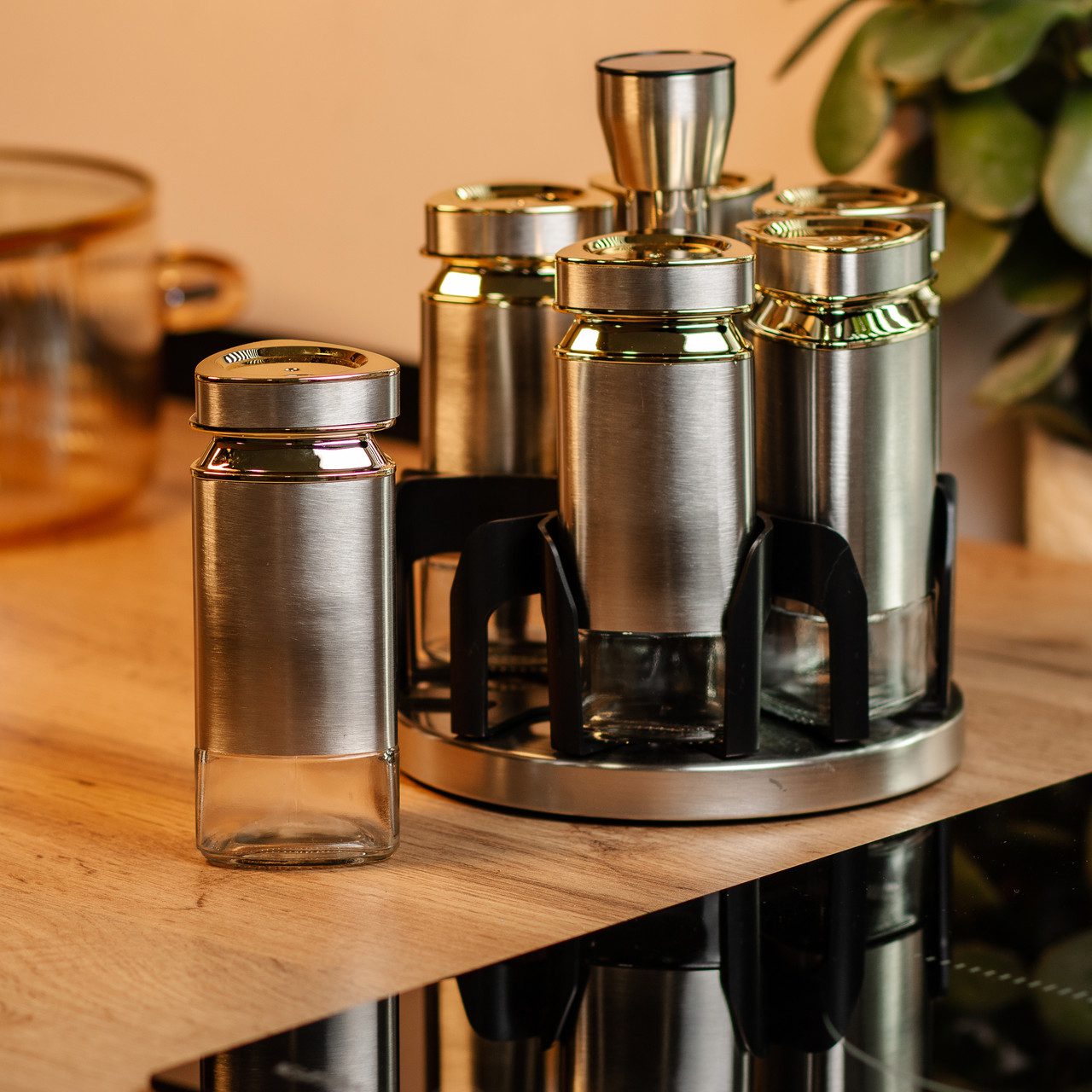 Набор емкостей для специй на подставке 6 баночек по 120 мл HP1326_HP1326_Milantium_6