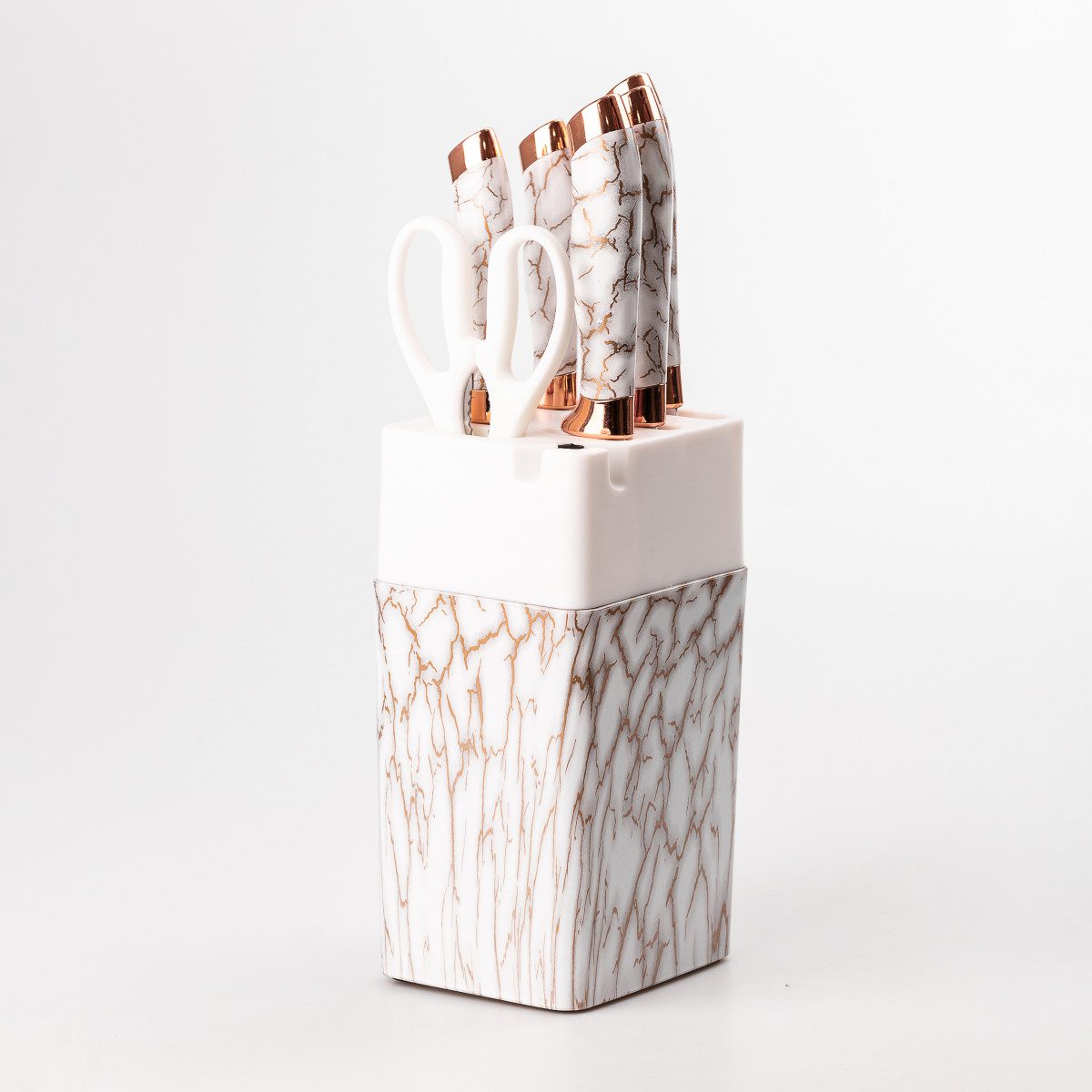 Набір кухонних ножів з нержавіючої сталі 6 предметів з ножицями Білий_YRUR14_Milantium_3