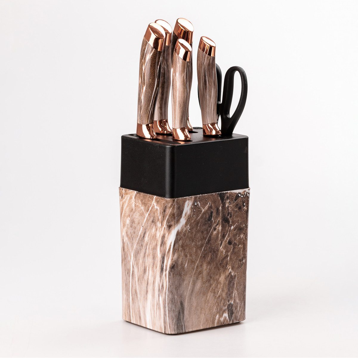 Набір кухонних ножів з нержавіючої сталі 6 предметів з ножицями Коричневий_YRUR13_Milantium_3