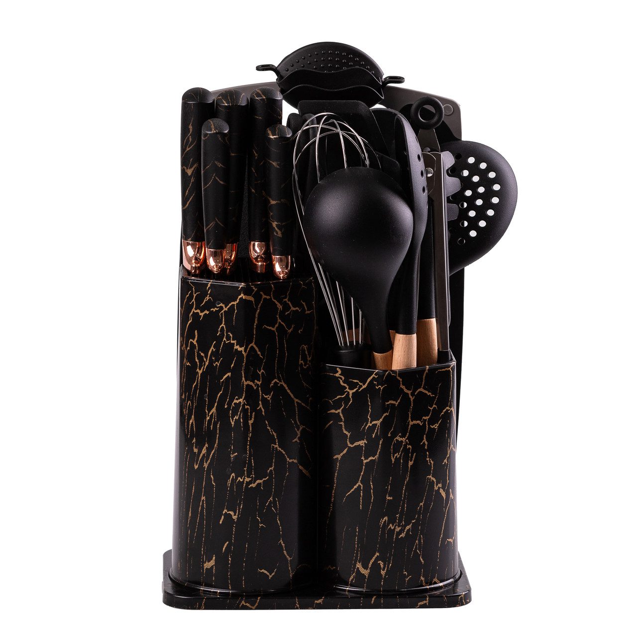 Набір кухонного приладдя і ножів на підставці 25 предметів Чорний_YRUR11_Milantium_2