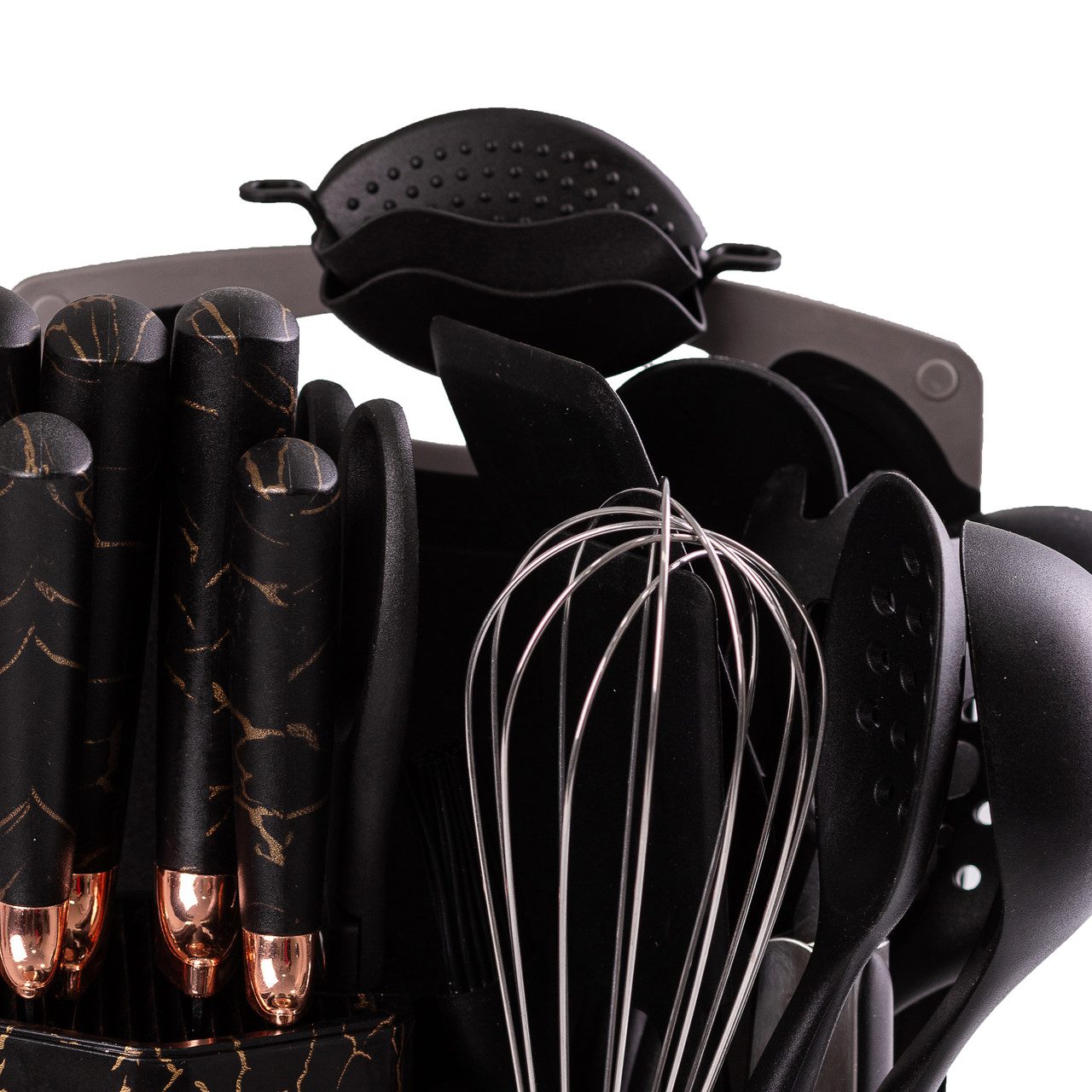 Набір кухонного приладдя і ножів на підставці 25 предметів Чорний_YRUR11_Milantium_4