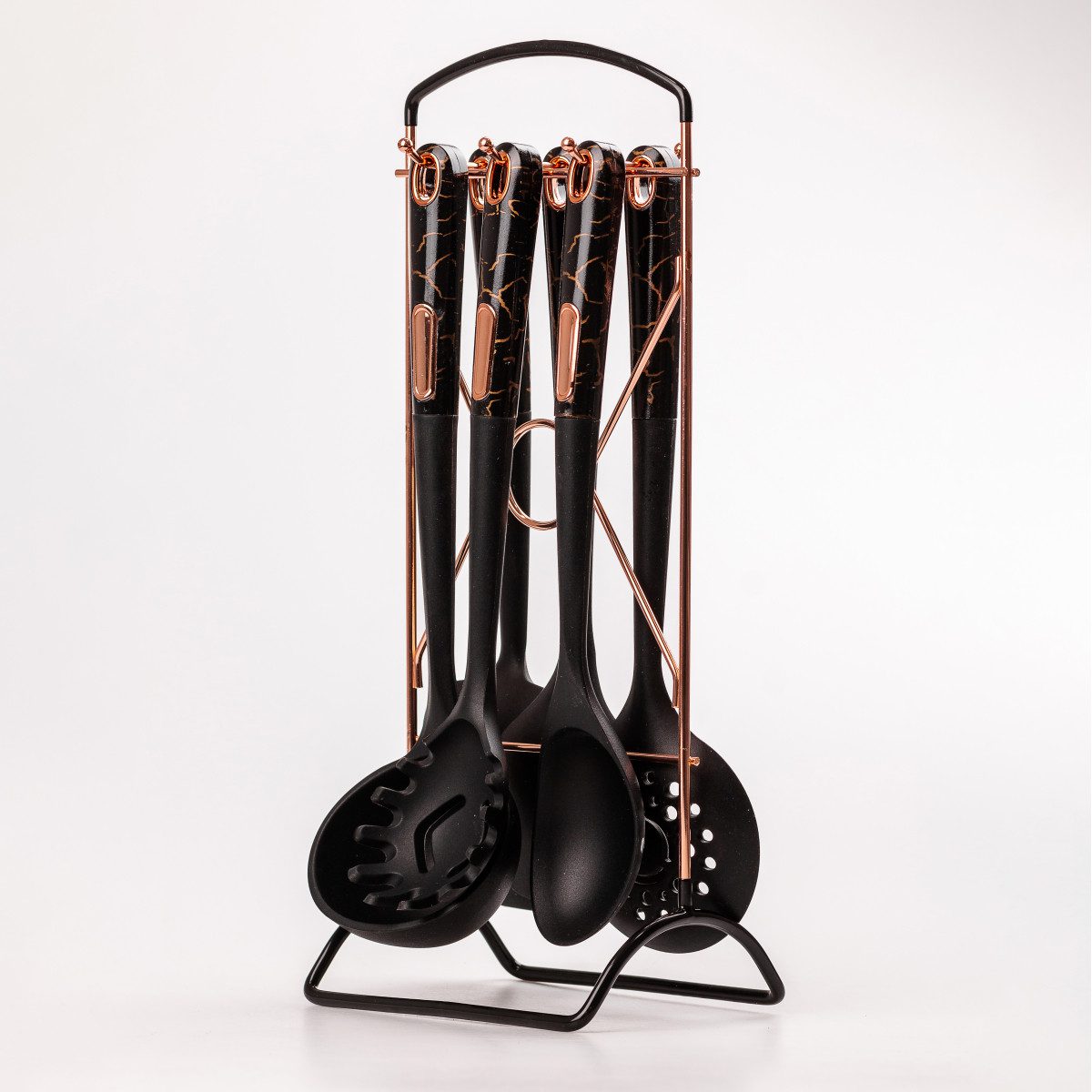 Набор кухонных принадлежностей на подставке 6 штук кухонні аксесуари Чорний під мармур_YRUR5_Milantium_3