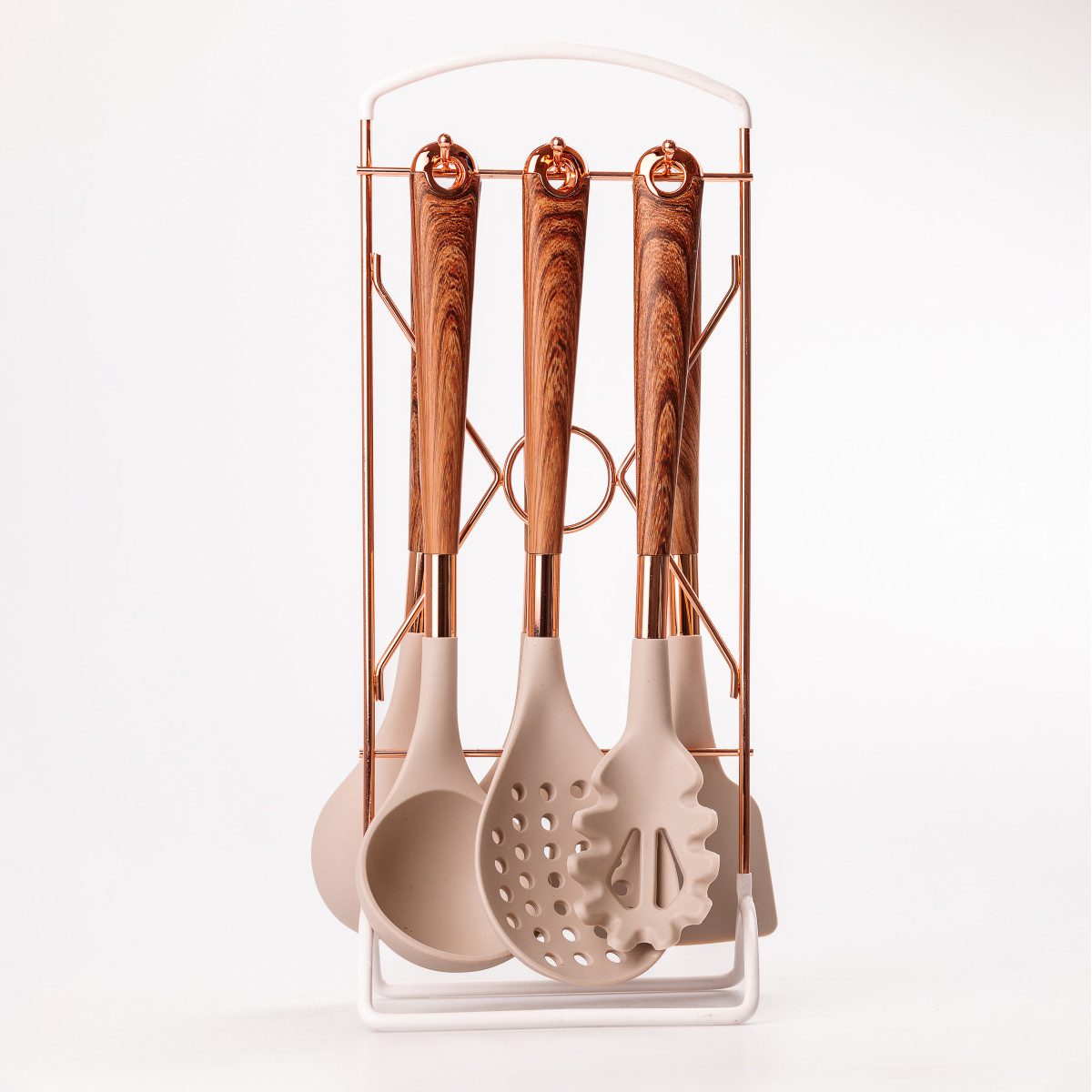 Набір кухонного приладдя на підставці 6 штук кухонні аксесуари Дерево_YRUR8_Milantium_3