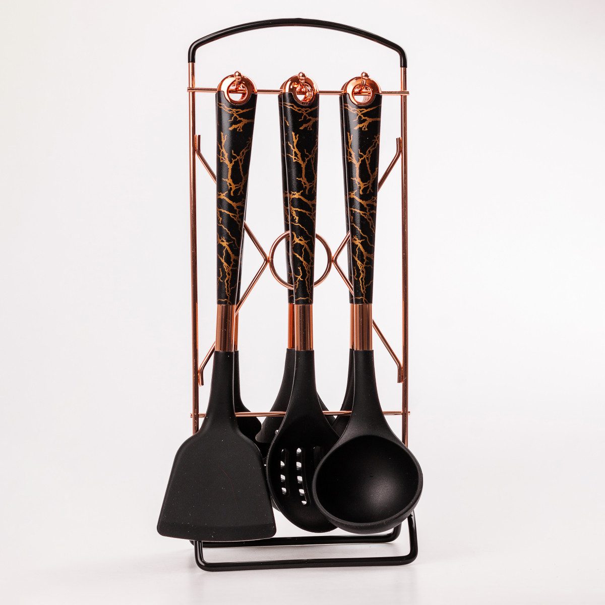 Набір кухонного приладдя на підставці 6 штук кухонні аксесуари Мармур_YRUR6_Milantium_3