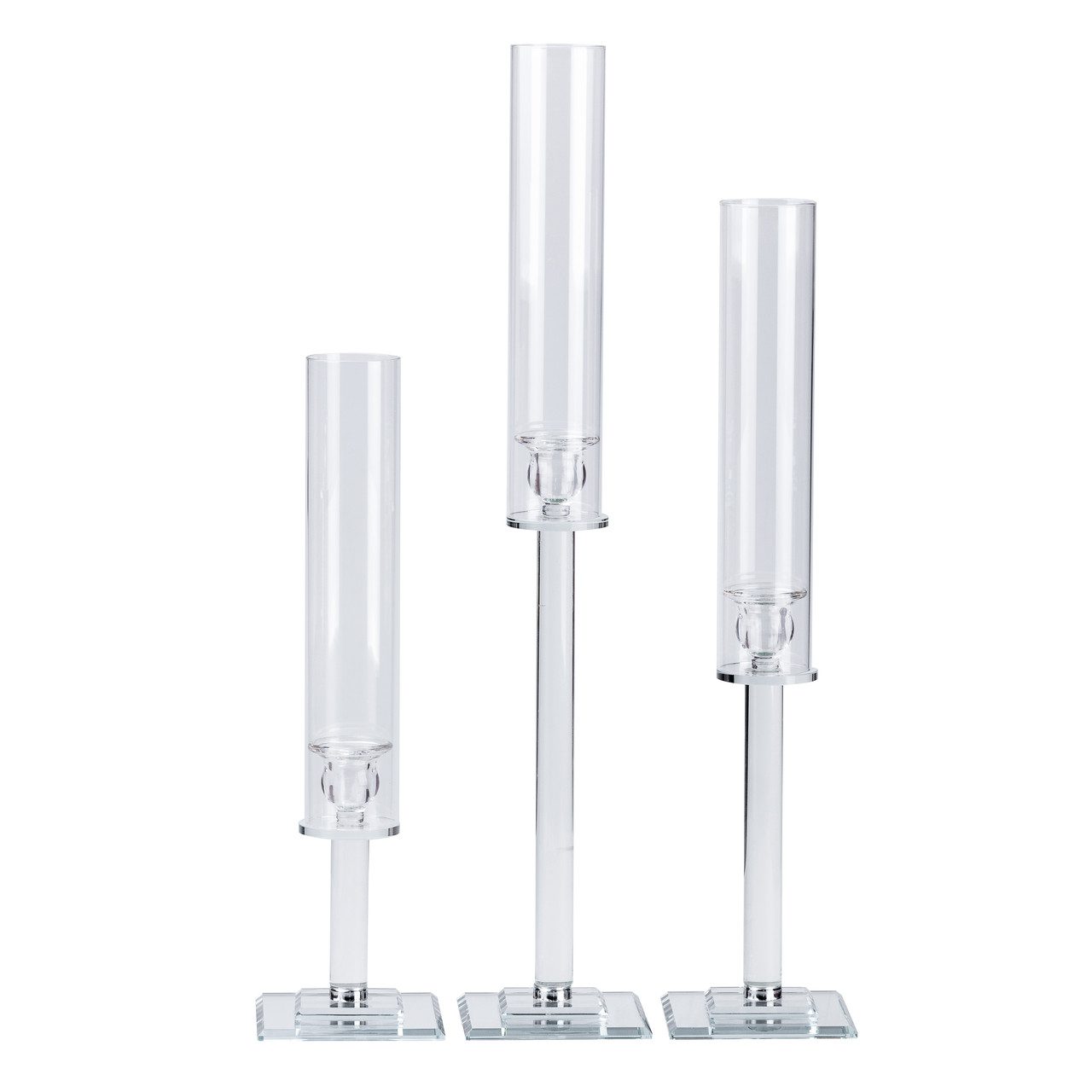 Свічник скляний набір 3 штуки на 3 свічки скляний високий 44 | 53 | 64 (см)_HP36565_Milantium_2