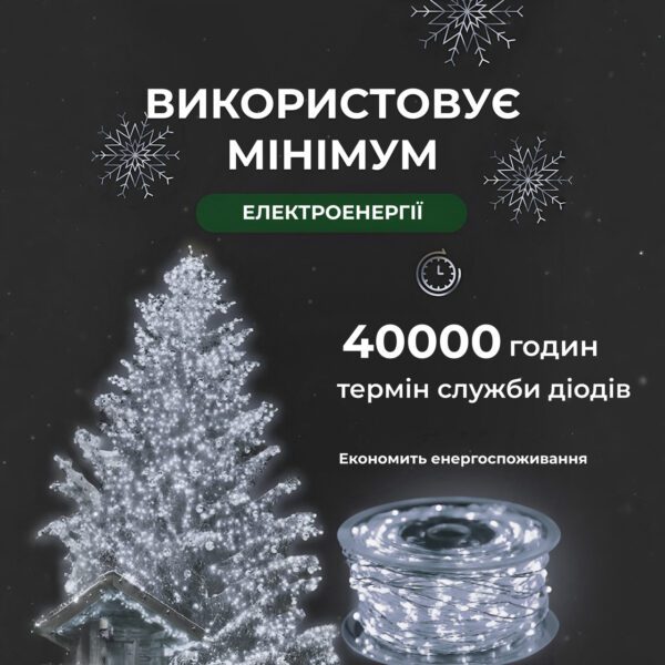 Гірлянда роса на пульті 100 метрів на 1000 led світлодіодів крапля на білому дроті біла 1000L100MWW_1000L100MWW_Milantium_3
