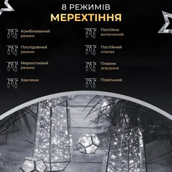 Гірлянда роса на пульті 50 метрів на 500 led світлодіодів крапля на зеленому дроті біла 500L50MGW_500L50MGW_Milantium_7