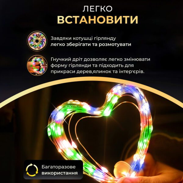 Гірлянда роса на пульті 50 метрів на 500 led світлодіодів крапля на зеленому дроті мультиколор_500L50MGML_Milantium_6