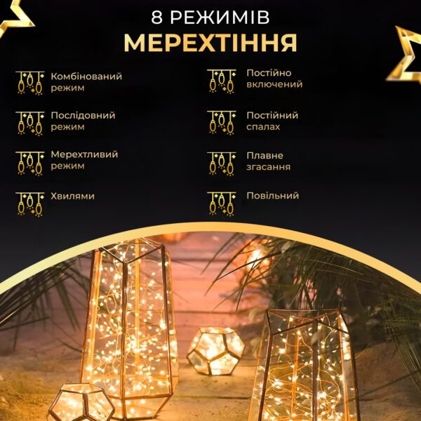 Гирлянда роса на пульте 50 метров на 500 led світлодіодів крапля на зеленому дроті жовта 500L50MGY_500L50MGY_Milantium_3