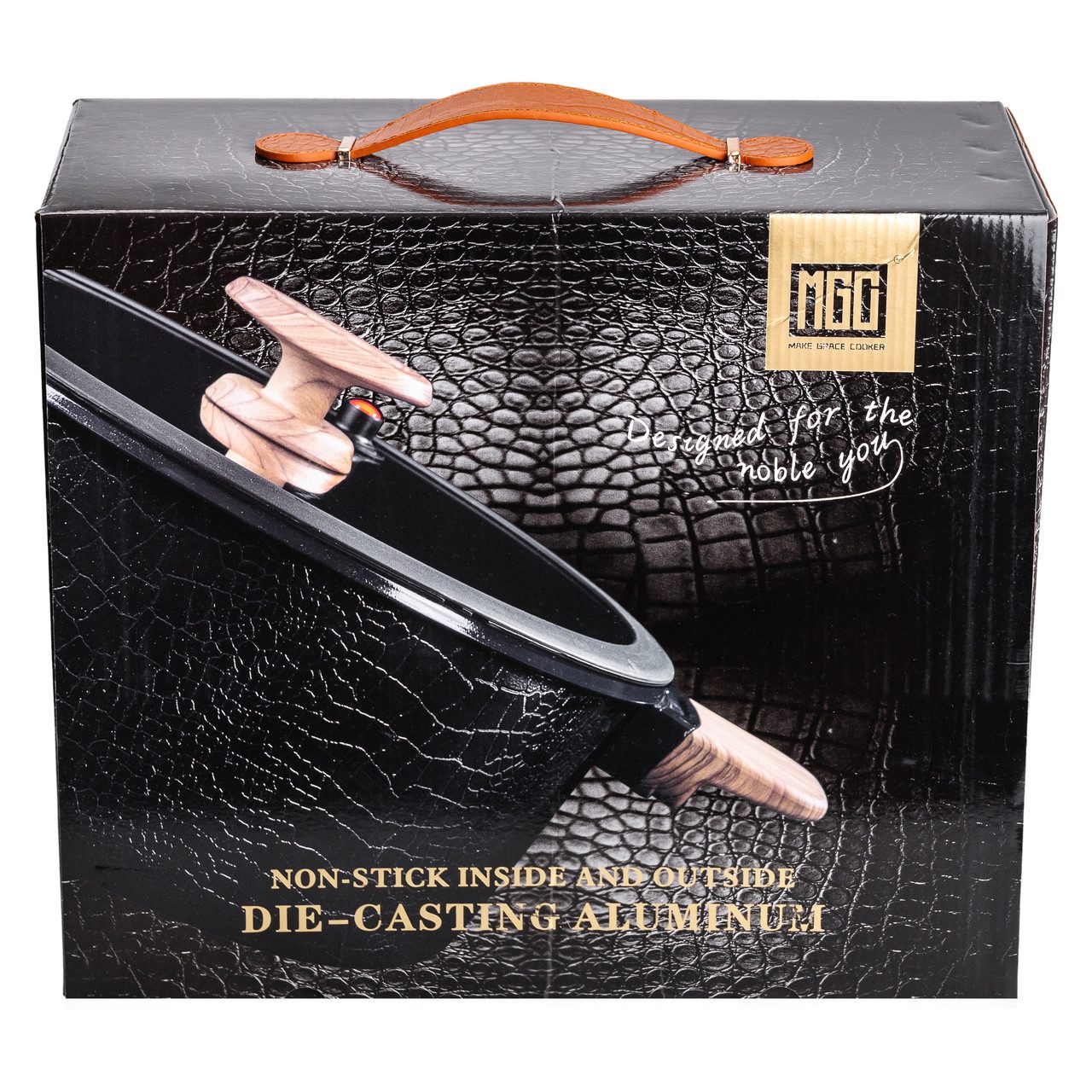 Алюминиевая кастрюля с керамическим покрытием не -старики 7.7 л Ø 30 см чорна MGC HP-4-455B_HP-4-455B_Milantium_6