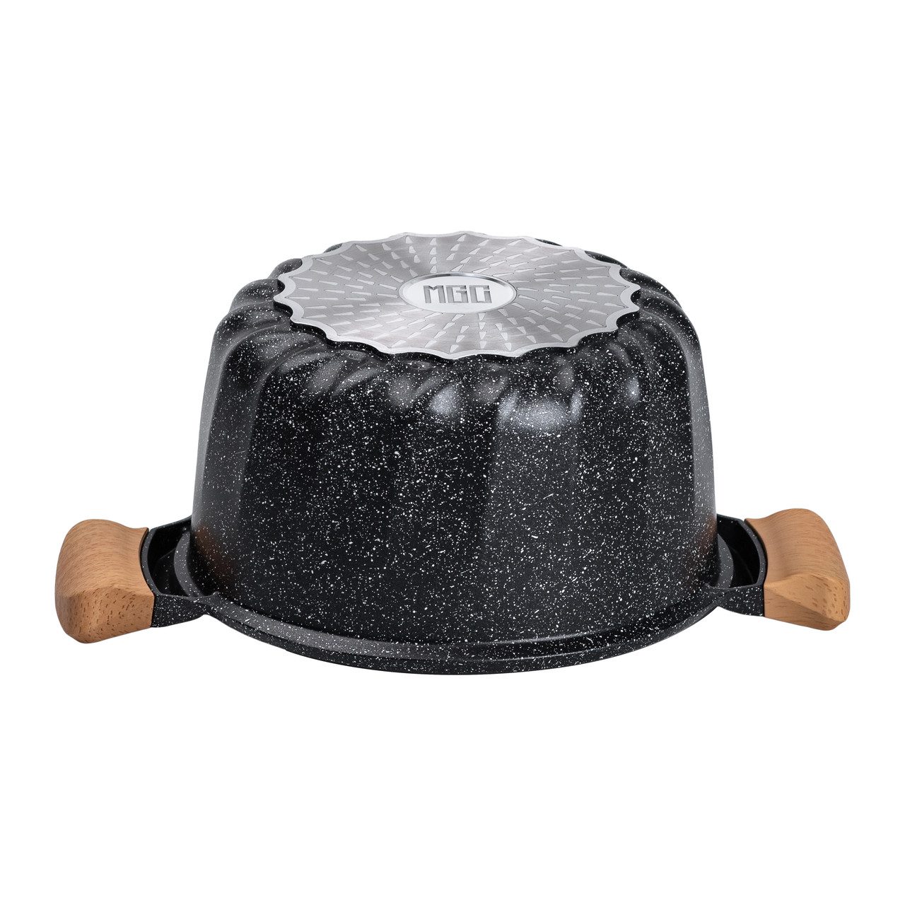 Алюминиевая кастрюля о&кстати;емом 5 литров с крышкой Ø 24 см з мармуровим антипригарним покриттям MGC чорна HP-4-433B_HP-4-433B_Milantium_2