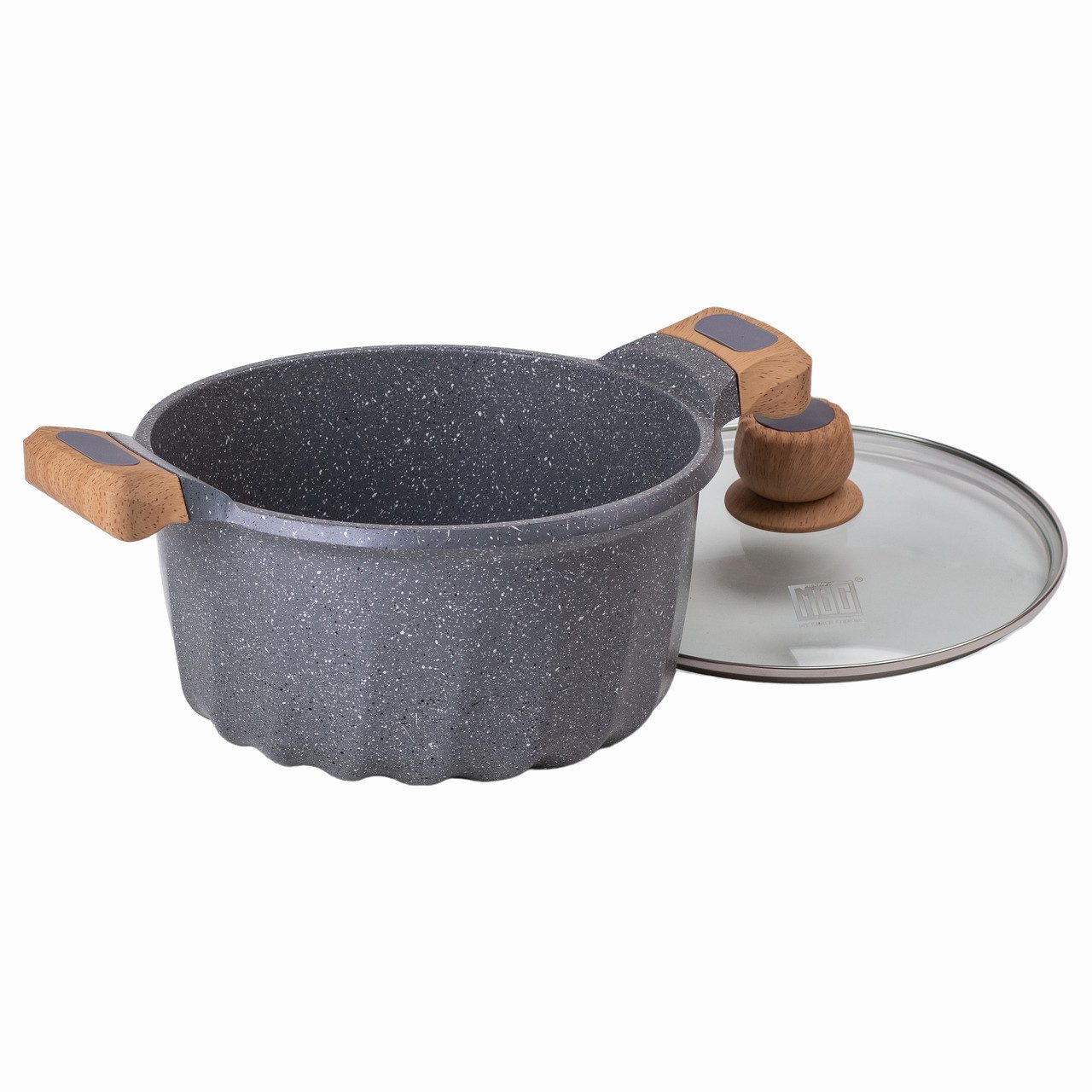 Алюминиевая кастрюля о&кстати;емом 5 литров с крышкой Ø 24 см з мармуровим антипригарним покриттям MGC сіра HP-4-433G_HP-4-433G_Milantium_2