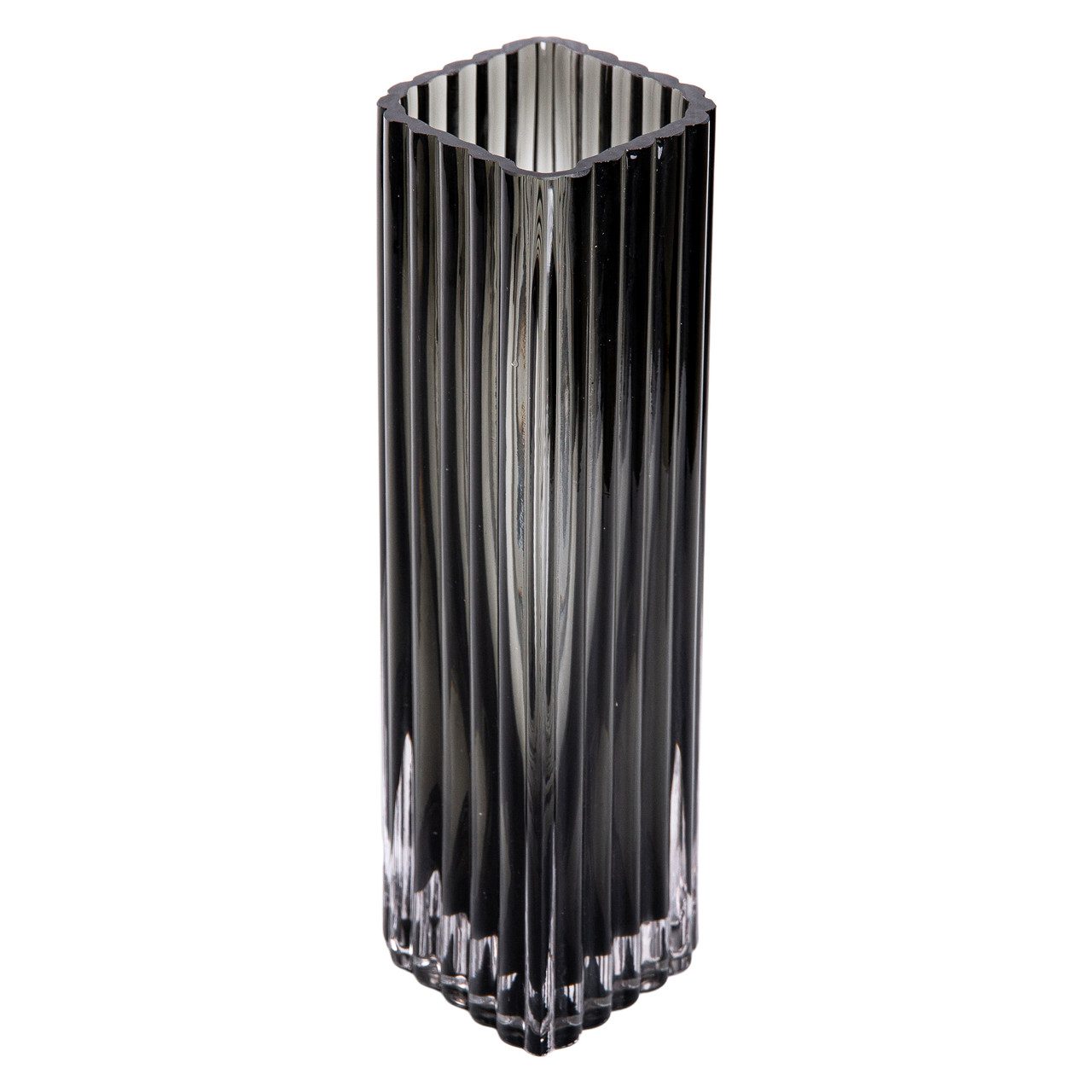 Прямокутна декоративна скляна ваза для квітів 23 см сірого кольору HP-1702_HP-1702_Milantium_2