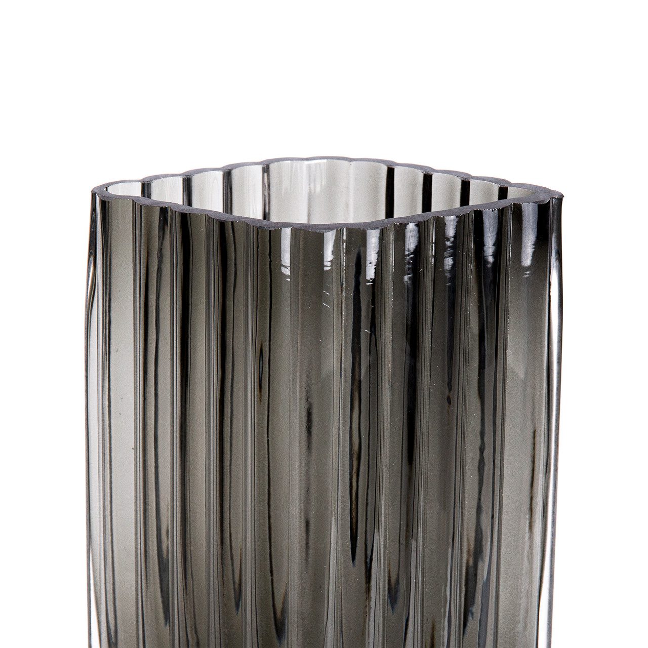 Прямокутна декоративна скляна ваза для квітів 23 см сірого кольору HP-1702_HP-1702_Milantium_3