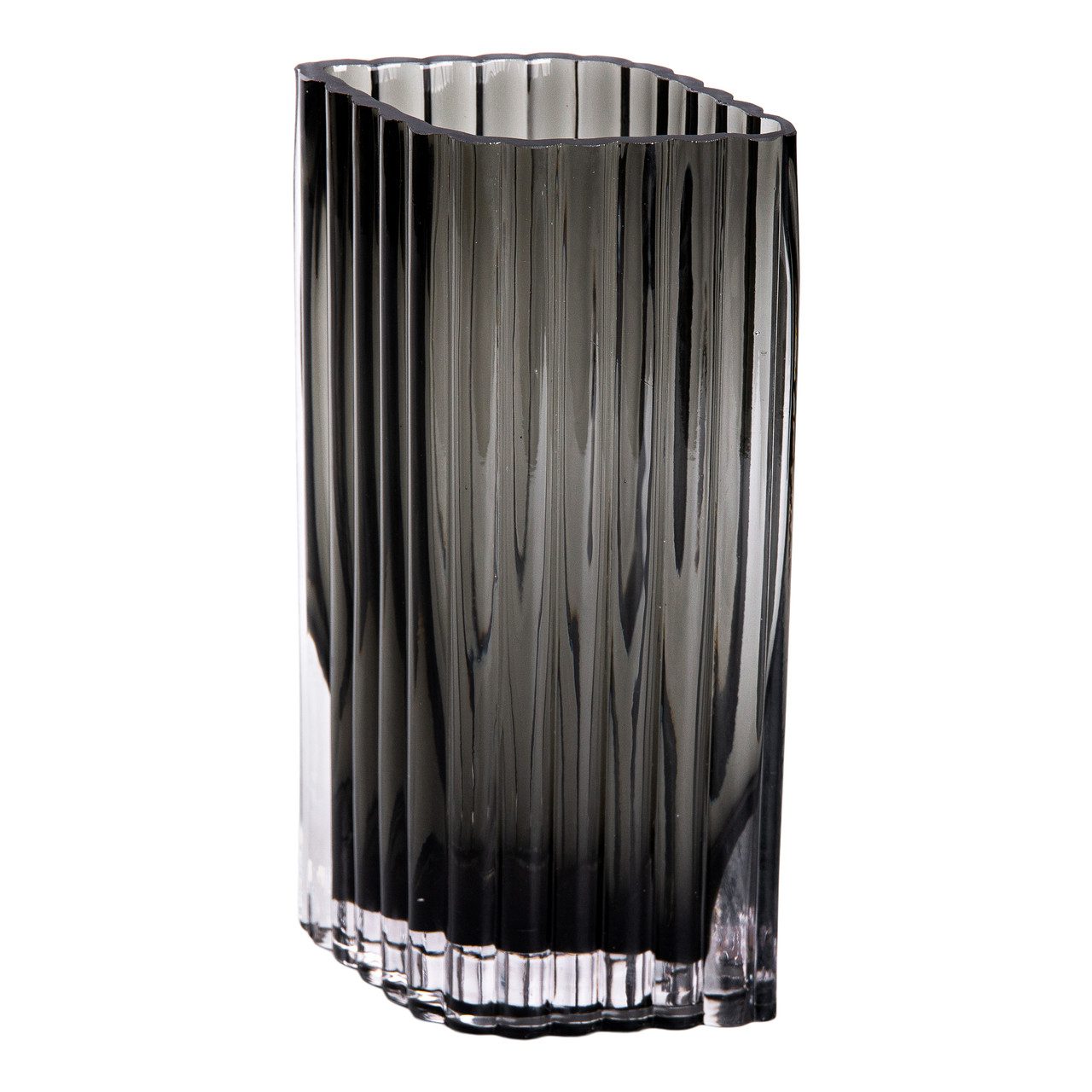 Прямокутна декоративна скляна ваза для квітів 23 см сірого кольору HP-1702_HP-1702_Milantium_4