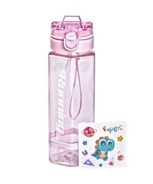 Пляшка для води 760 мл з трубочкою та наліпками рожева HP-14-48P_HP-14-48P_Milantium_1