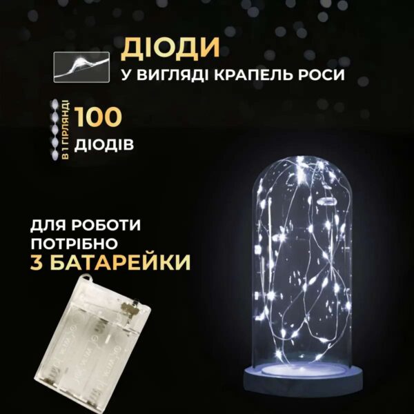 Гирлянда светодиодная на батарейках GarlandoPro 100LED 10 метрів мідний дріт світлодіодна гірлянда Білий_1733029W_Milantium_2