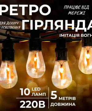 Ретро гирлянда уличная 10 LED лампочек 5 счетчики A60_S141_milantium_1