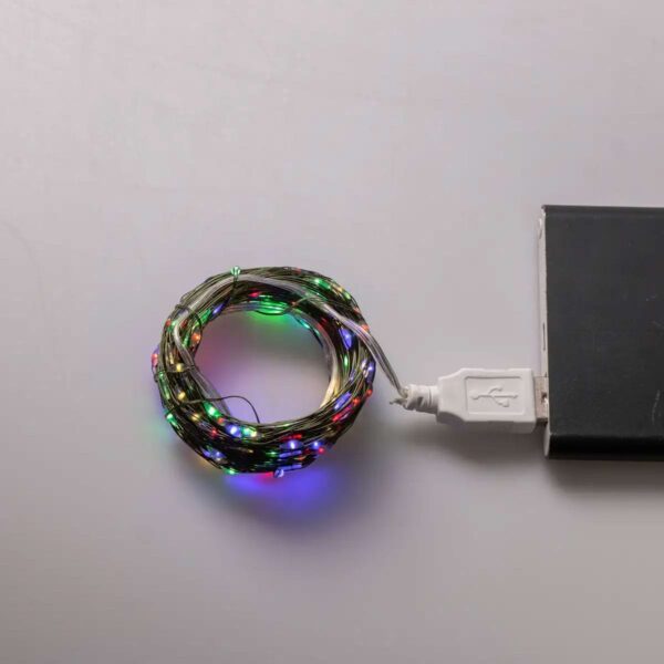 Гірлянда роса 20 метрів USB на 200 led світлодіодів крапля на зеленому дроті мультиколор_USB200L20MGML_Milantium_7