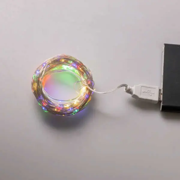 Гірлянда роса 20 метрів USB на 200 led світлодіодів крапля 20 метрів білий дріт мультиколор USB200L20MWML_USB200L20MWML_Milantium_7