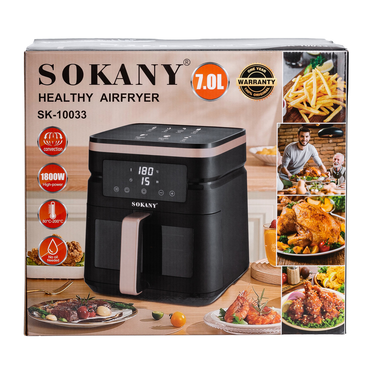 Аэрогриль-фритюрница электрическая Sokany SK-8033 7 литров 1800 Вт чорна_SK10033_Milantium_5