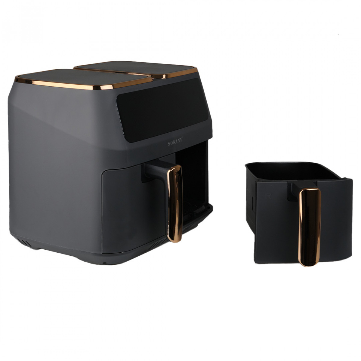 Аэрогриль-фритюрница SOKANY SK-ZG-8030 8 литров 2 відділення сіра_SKZG8030G_Milantium_3