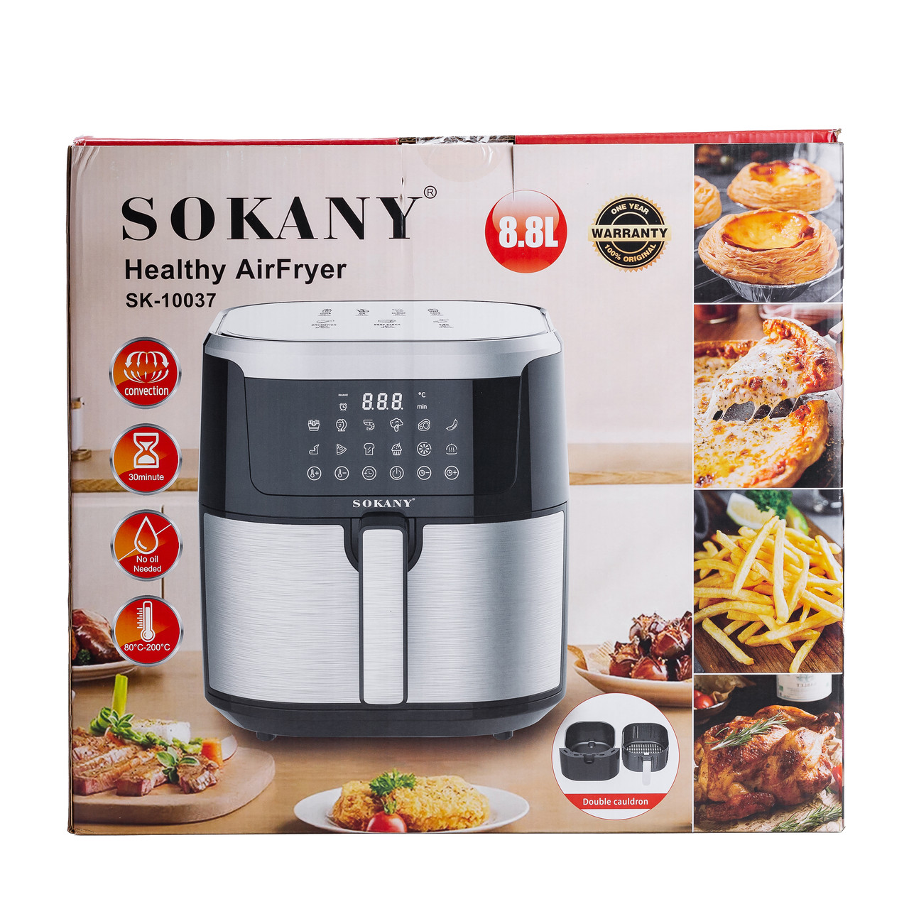 Аерогриль-фритюрниця Sokany SK-10037 електрична на 8.8 літрів 1200 Вт_SK10037_Milantium_7
