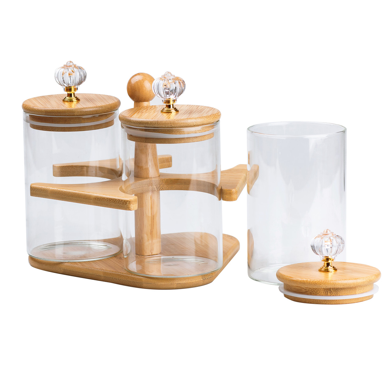 Банки для массовых продуктов, установленных с 3 шт. 580 мл на дерев&кстати;яній підставці HP16293_HP16293_Milantium_3