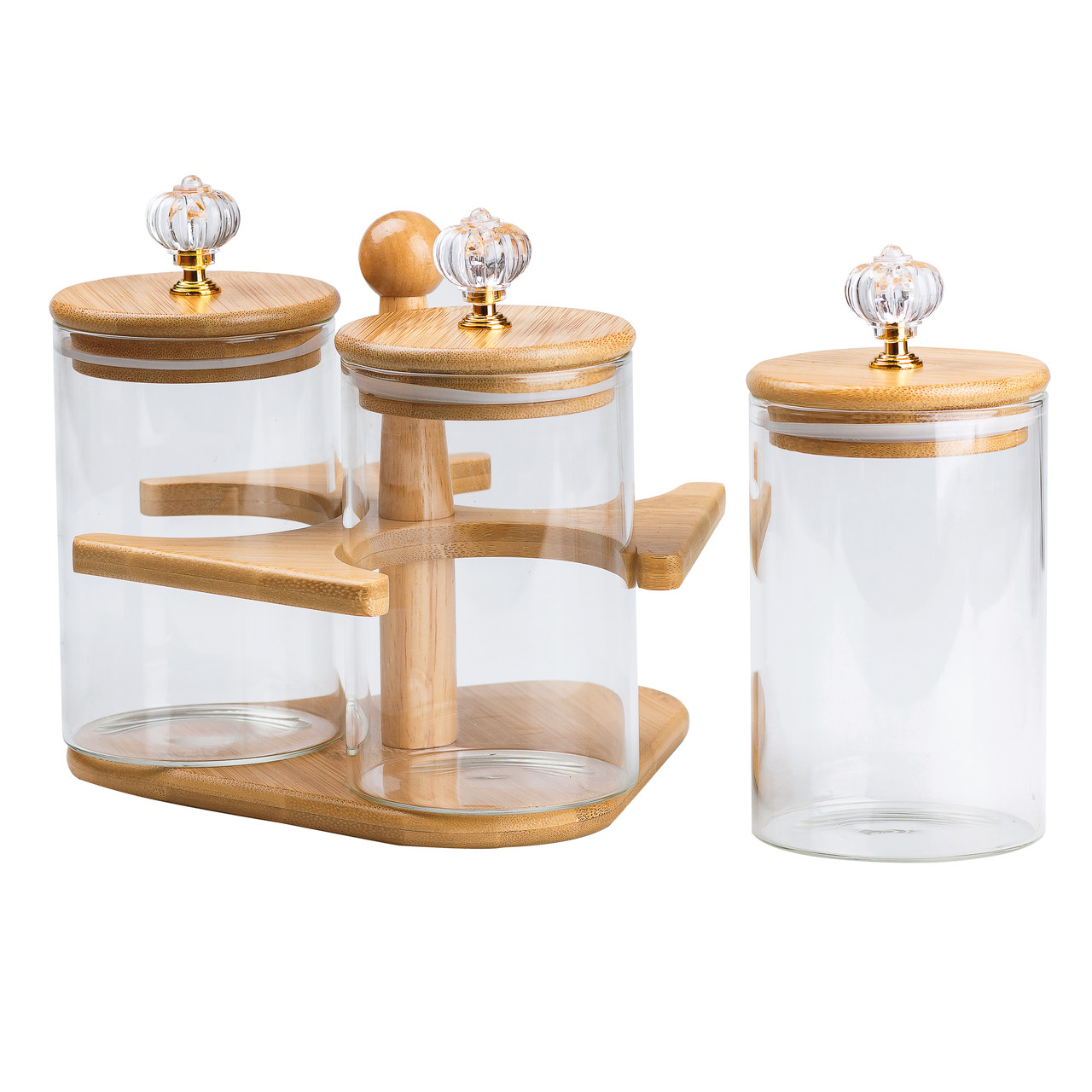 Банки для массовых продуктов, установленных с 3 шт. 580 мл на дерев&кстати;яній підставці HP16293_HP16293_Milantium_4