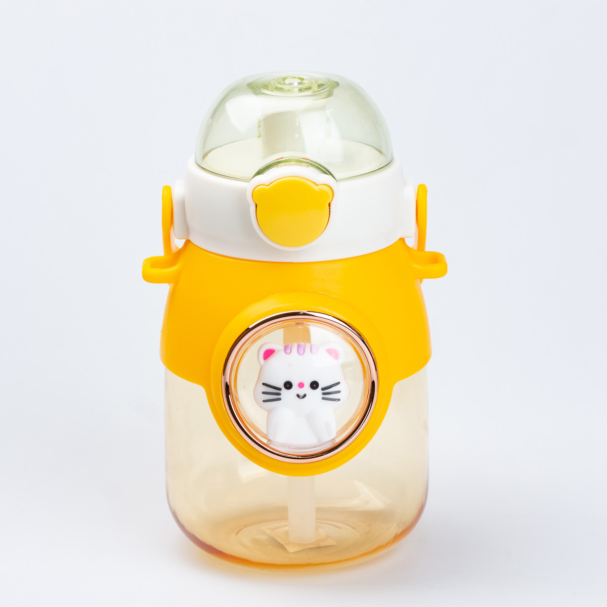 Дитяча пляшка для води з трубочкою 820 мл з ремінцем жовта_HPGM2217Y_Milantium_2