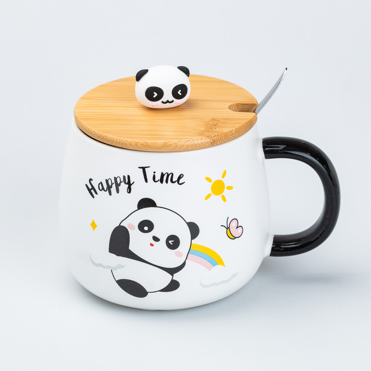 Чашка керамічна Панда 450 мл з бамбуковою кришкою "Happy Time"_HP7203R_Milantium_1