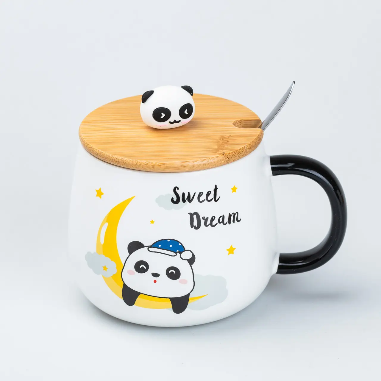 Чашка керамічна Панда 450 мл з бамбуковою кришкою “Sweet Dream” – купити в Україні недорого