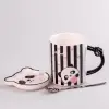 Чашка керамічна The Panda 350мл з блюдцем та ложкою Смужка_HPCY8369ST_Milantium_1