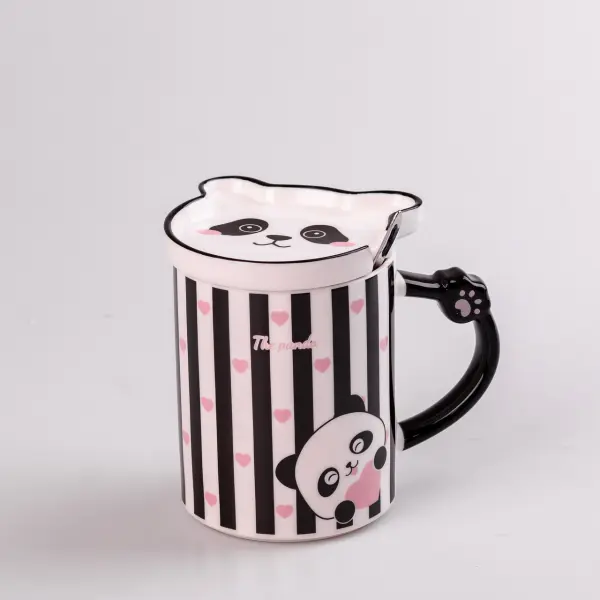 Чашка керамічна The Panda 350мл з блюдцем та ложкою Смужка_HPCY8369ST_Milantium_2