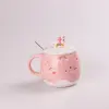 Чашка керамічна Rainbow Ceramic Mug 400ml з кришкою і ложкою Рожевий_HPCY8278P_Milantium_1