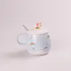Чашка керамічна Rainbow Ceramic Mug 400ml з кришкою і ложкою Блакитний_HPCY8278BL_Milantium_1