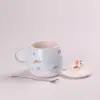 Чашка керамічна Rainbow Ceramic Mug 400ml з кришкою і ложкою Блакитний_HPCY8278BL_Milantium_2