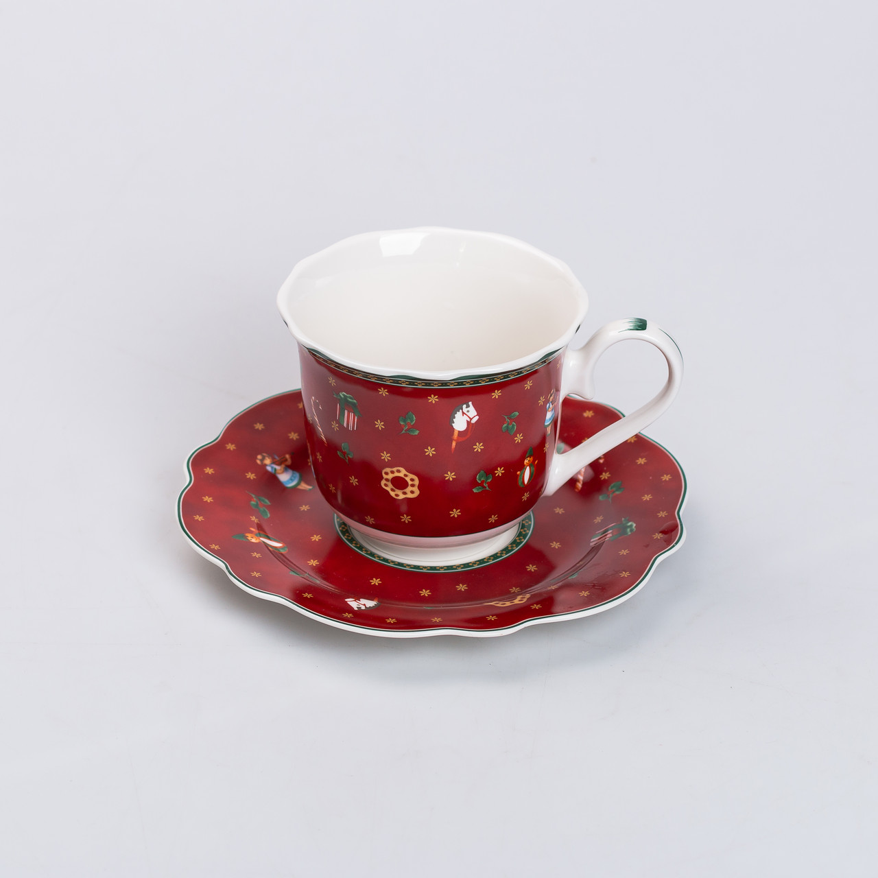 Чашка порцелянова Christmas з блюдцем Червона_HP-SD-9_Milantium_2