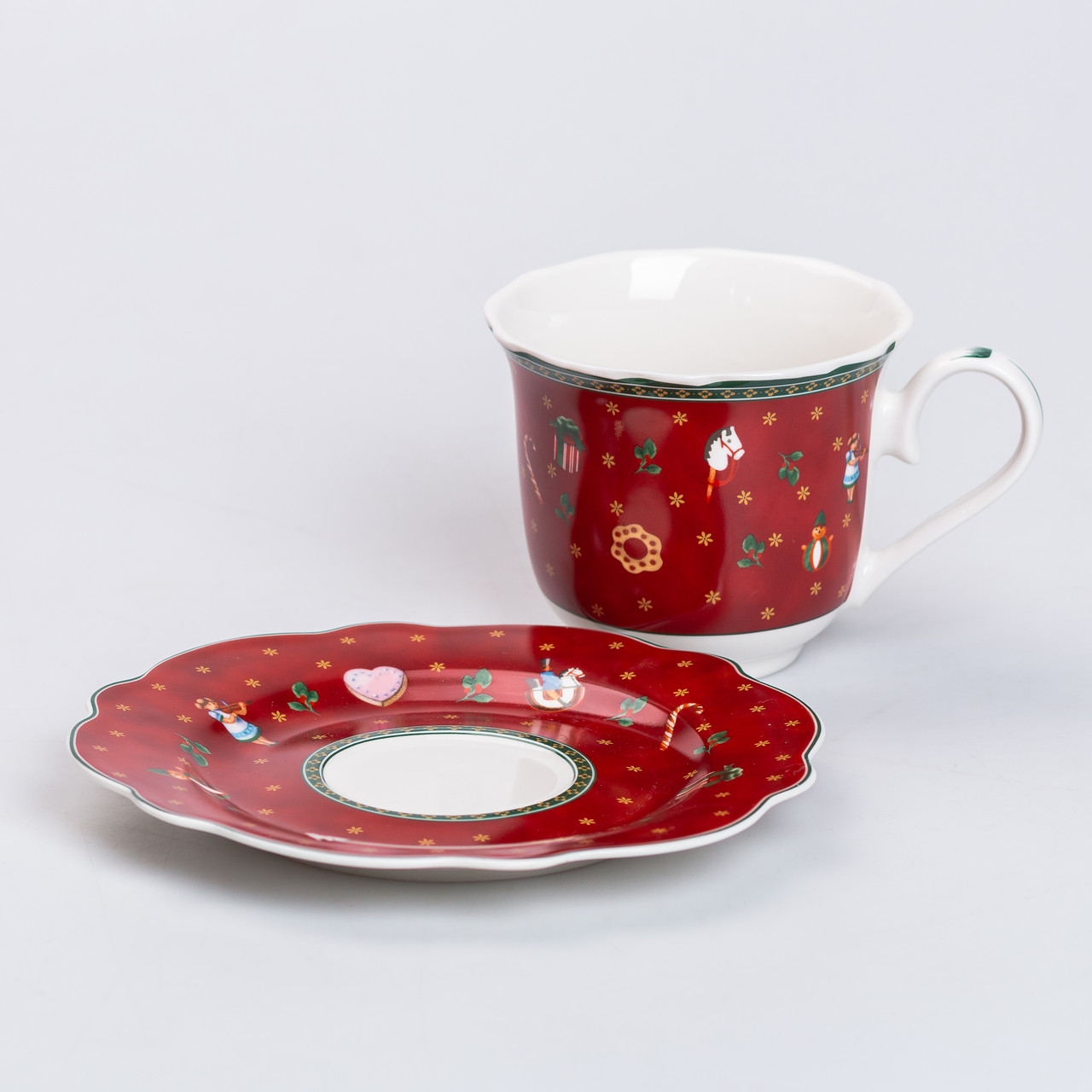 Чашка порцелянова Christmas з блюдцем Червона_HP-SD-9_Milantium_3