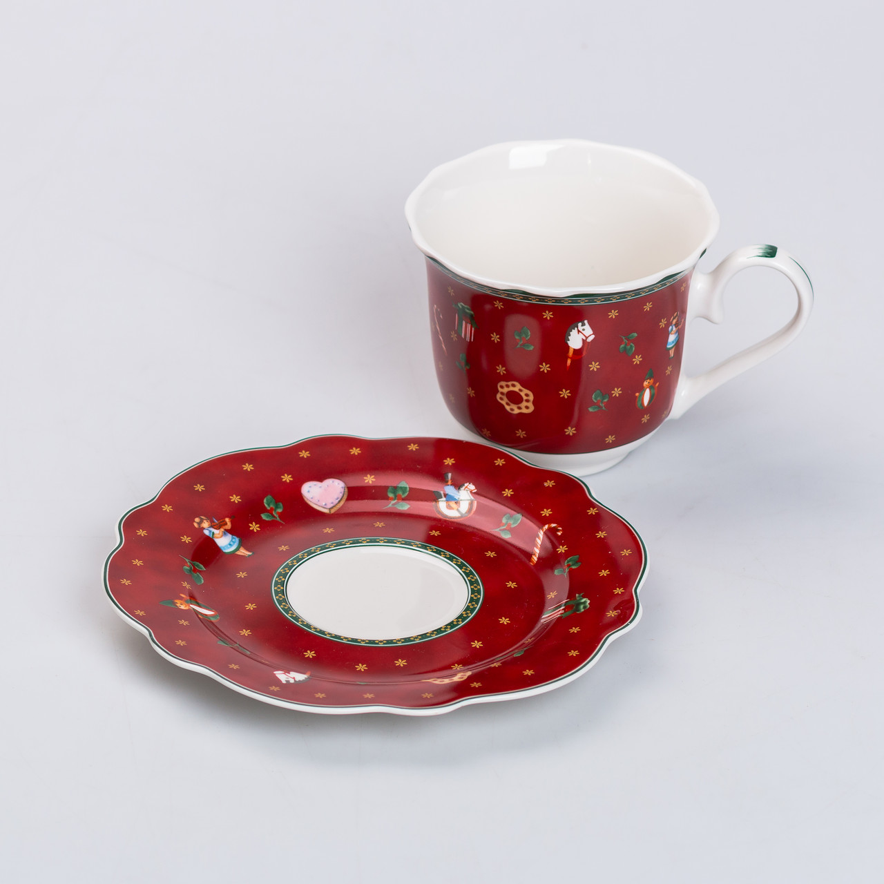 Чашка порцелянова Christmas з блюдцем Червона_HP-SD-9_Milantium_4