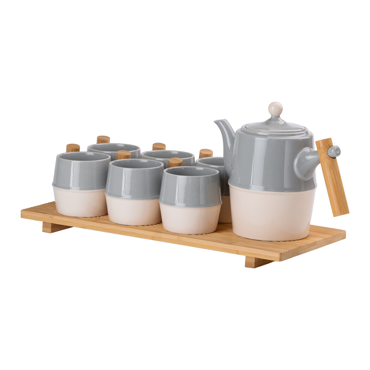 Чайный сервиз на 6 персон з бамбуковою підставкою сірий HP-15-22_HP-15-22_Milantium_4