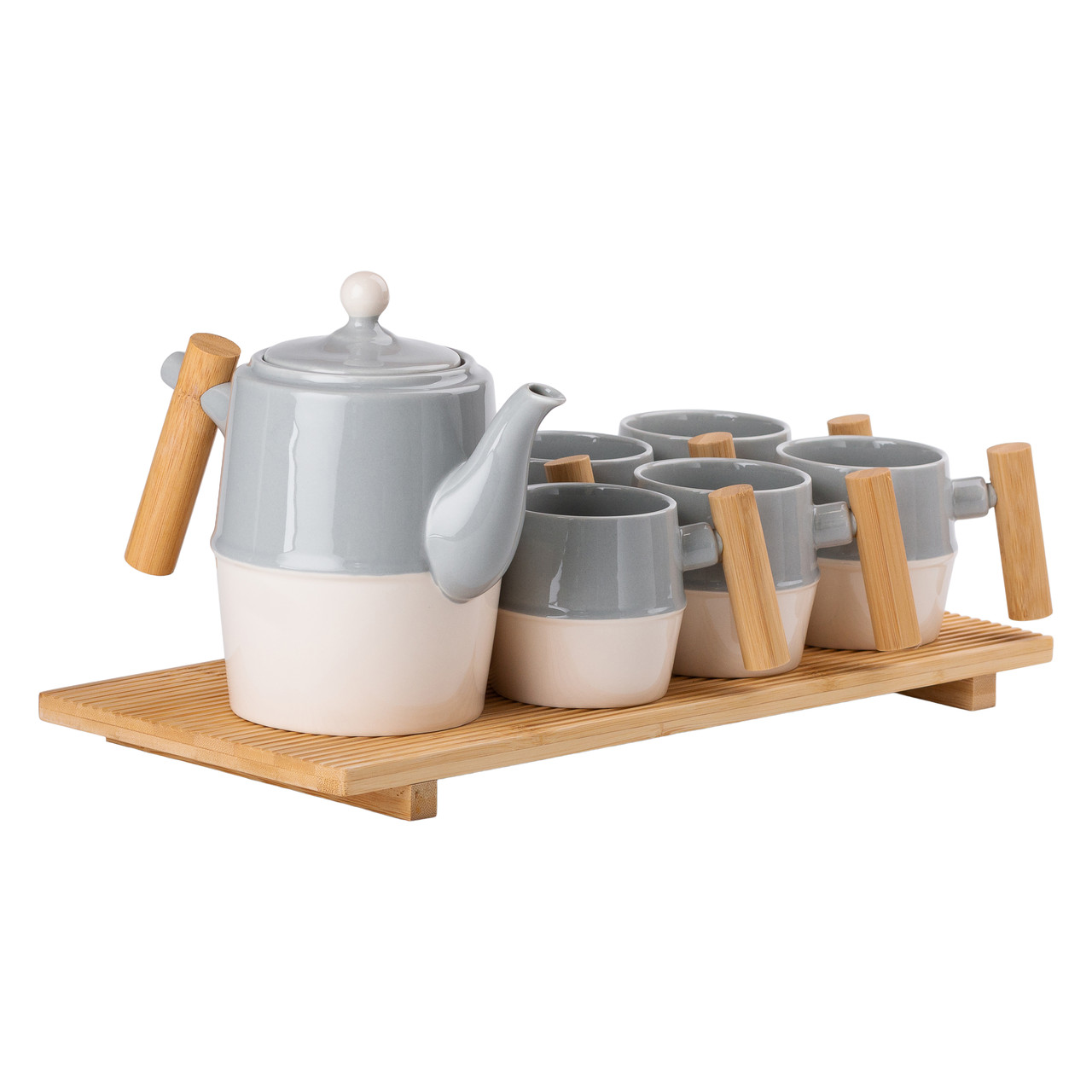 Чайный сервиз на 6 персон з бамбуковою підставкою сірий HP-15-22_HP-15-22_Milantium_5