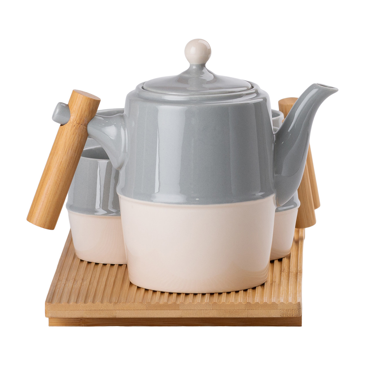 Чайный сервиз на 6 персон з бамбуковою підставкою сірий HP-15-22_HP-15-22_Milantium_6