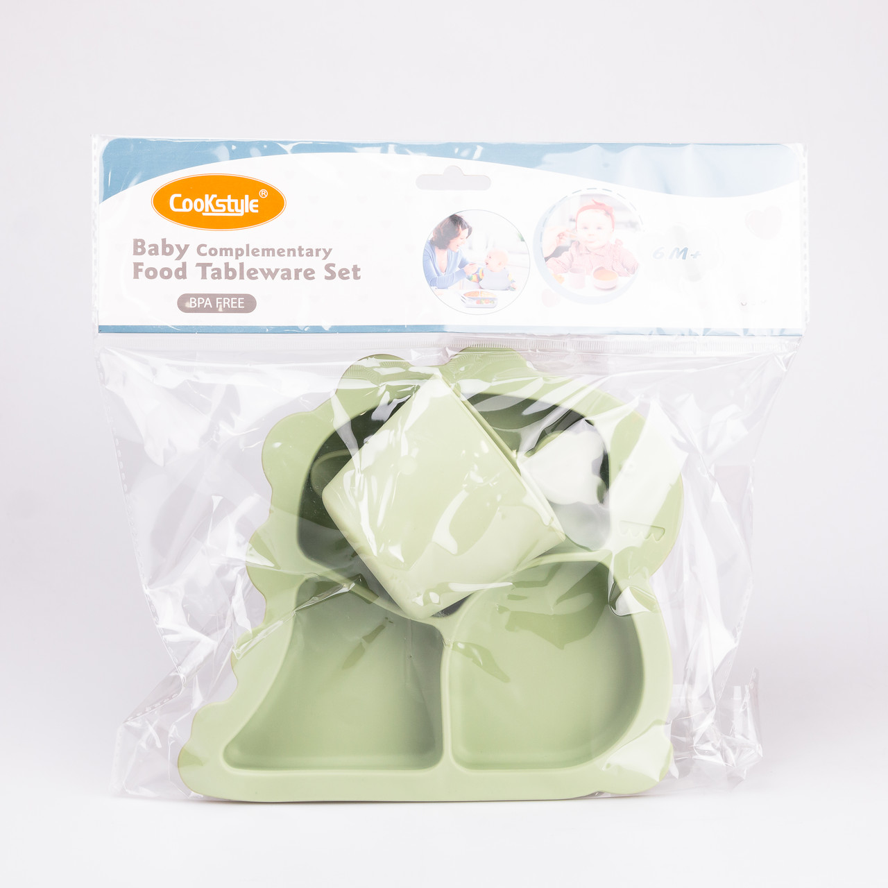 Детский набор силиконовой посуды 3 предмети зелений_HP34545G_Milantium_5