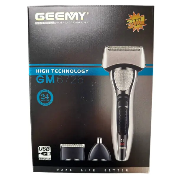 Електробритва Geemy GM-6726 портативна професійна з насадкам Золотий_GM6726GL_Milantium_4