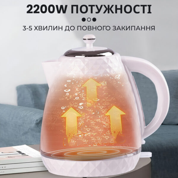 Чайник електричний Sokany SK-1032 1.7 літра 2200 Вт Чорний Білий_SK1032W_Milantium_6