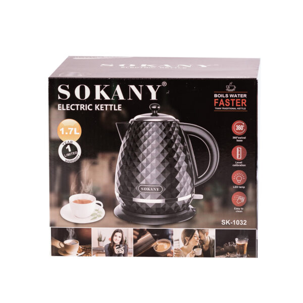 Чайник електричний Sokany SK-1032 1.7 літра 2200 Вт Чорний Білий_SK1032W_Milantium_7