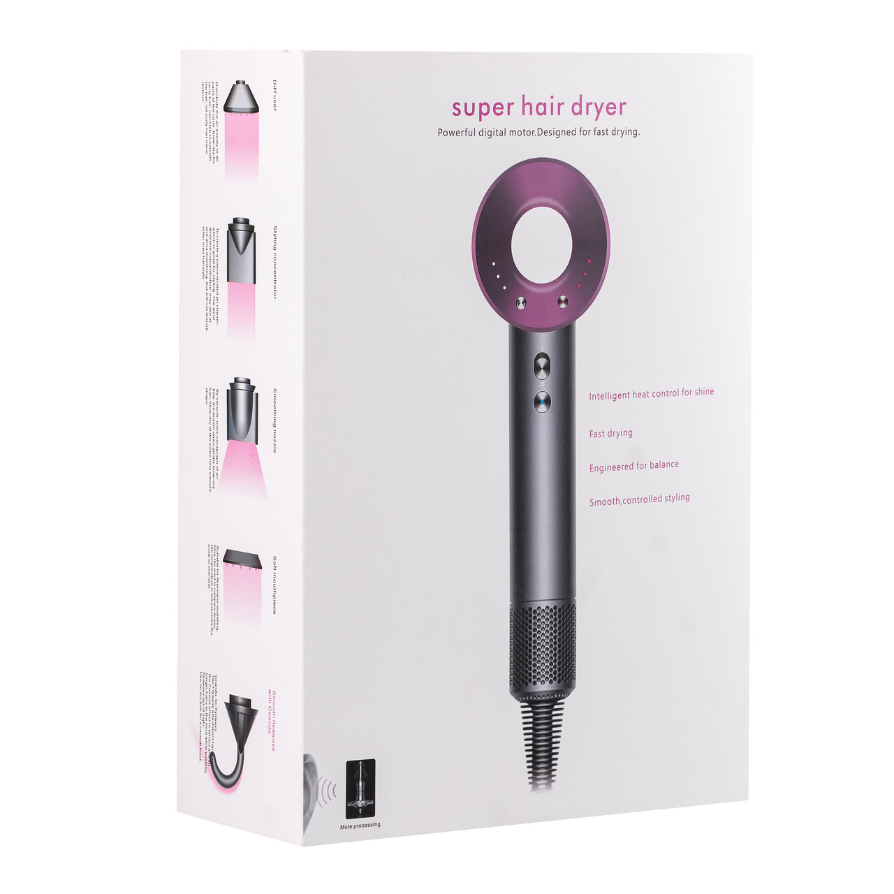 Стайлер 5в1 фен для волосся професійний Рожевий_PH770P_Milantium_5