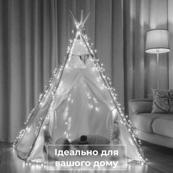 Гірлянда нитка 14м на 161 LED лампочок світлодіодна чорний провід 8 режимів роботи Білий M300LEDW_M300LEDW_Milantium_6